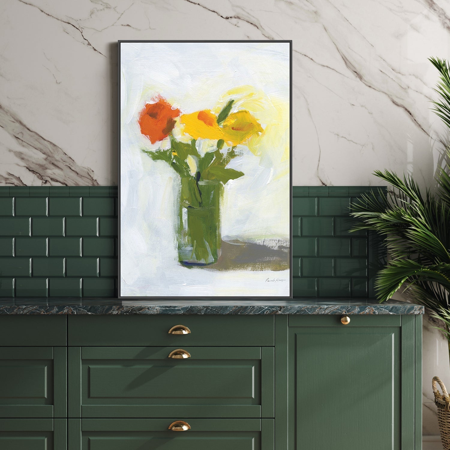 wall-art-print-canvas-poster-framed-Orange and Yellow Floral-by-Pamela Munger-Gioia Wall Art