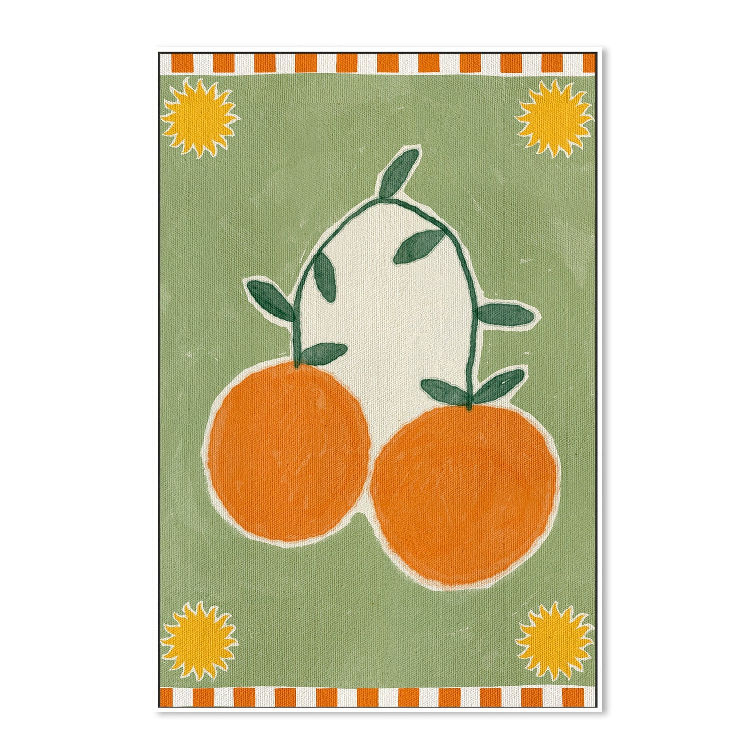 wall-art-print-canvas-poster-framed-Orange Fruit On Green Background-5