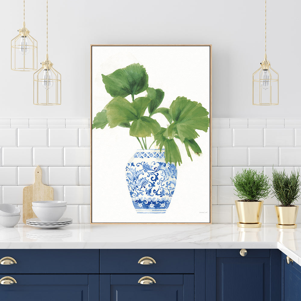 wall-art-print-canvas-poster-framed-Palm Chinoiserie White, Dark Green, Style A-by-Danhui Nai-Gioia Wall Art
