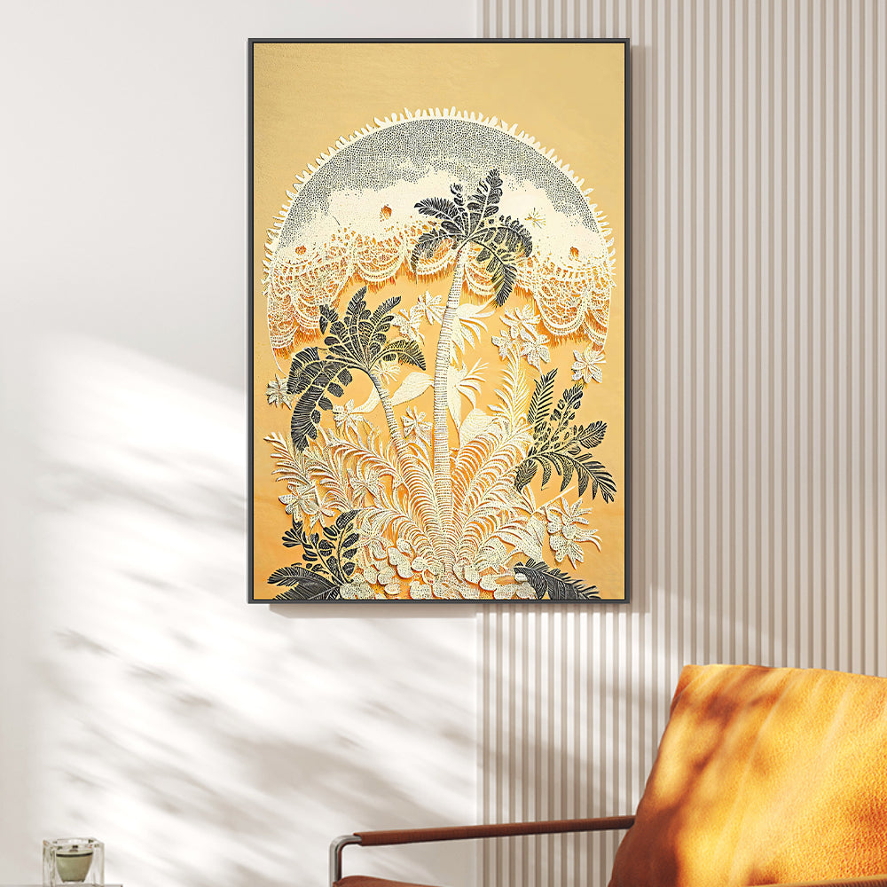 wall-art-print-canvas-poster-framed-Palm Filigree , By Unratio-2