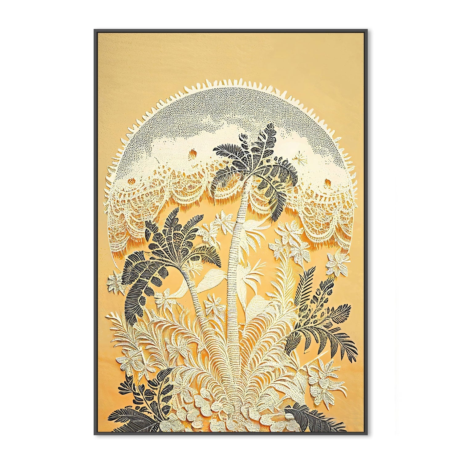 wall-art-print-canvas-poster-framed-Palm Filigree , By Unratio-3