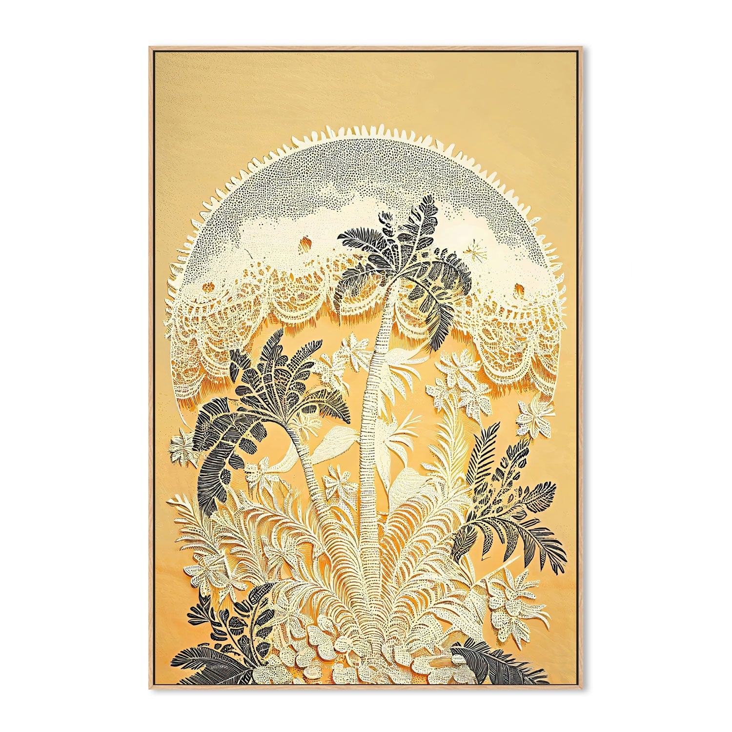 wall-art-print-canvas-poster-framed-Palm Filigree , By Unratio-4