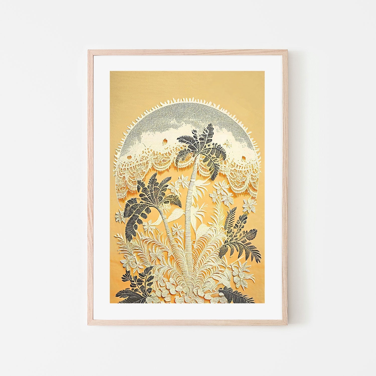 wall-art-print-canvas-poster-framed-Palm Filigree , By Unratio-6