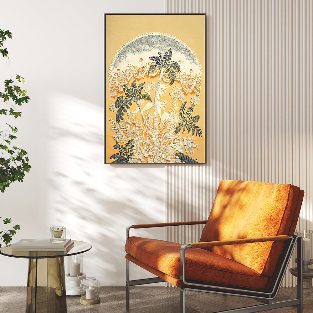 wall-art-print-canvas-poster-framed-Palm Filigree , By Unratio-7