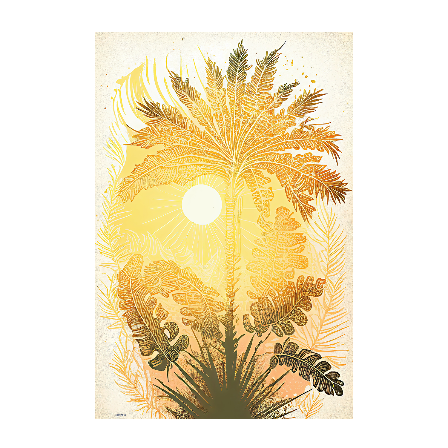 wall-art-print-canvas-poster-framed-Palm, Sunset and Sea, Set of 3 By Unratio , By Unratio-8