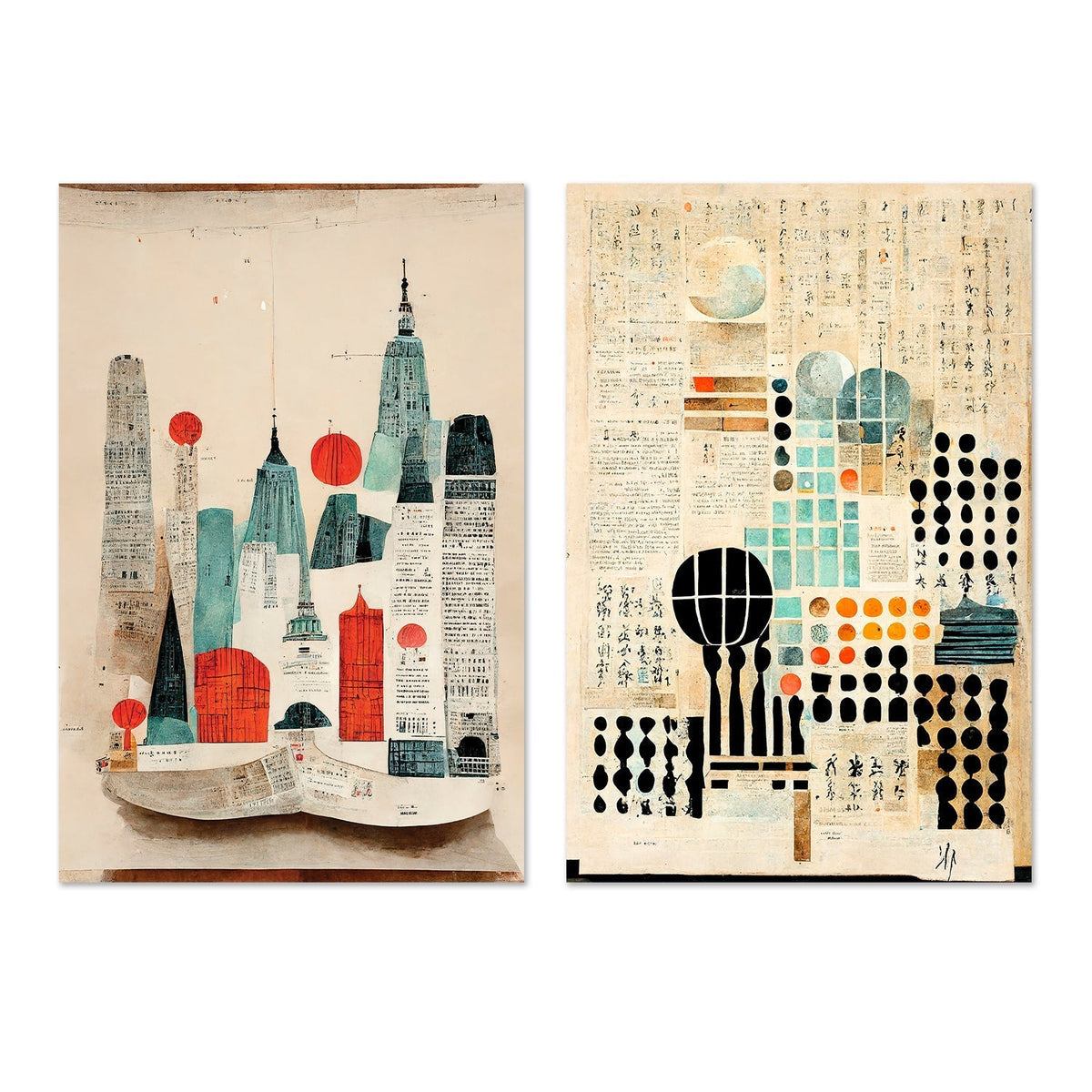 wall-art-print-canvas-poster-framed-Paper City Formula, Set Of 2 , By Treechild-GIOIA-WALL-ART