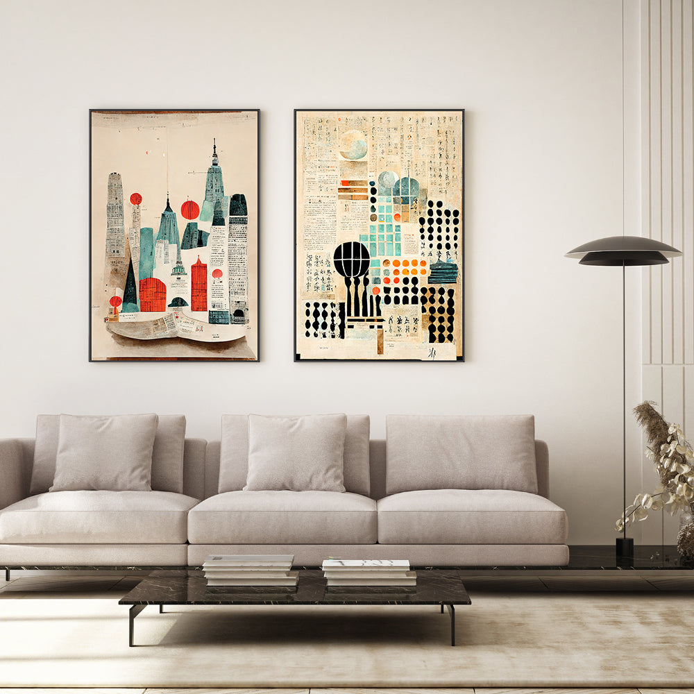 wall-art-print-canvas-poster-framed-Paper City Formula, Set Of 2 , By Treechild-GIOIA-WALL-ART