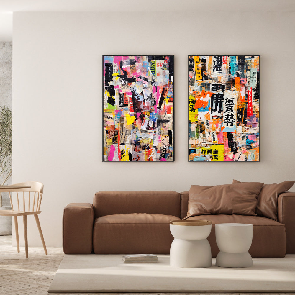 wall-art-print-canvas-poster-framed-Paper Snippets, Style A & D, Set Of 2 , By Treechild-GIOIA-WALL-ART