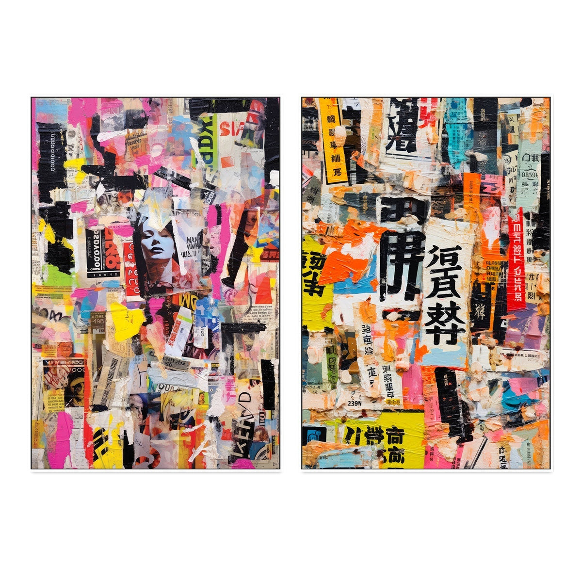 wall-art-print-canvas-poster-framed-Paper Snippets, Style A & D, Set Of 2 , By Treechild-GIOIA-WALL-ART