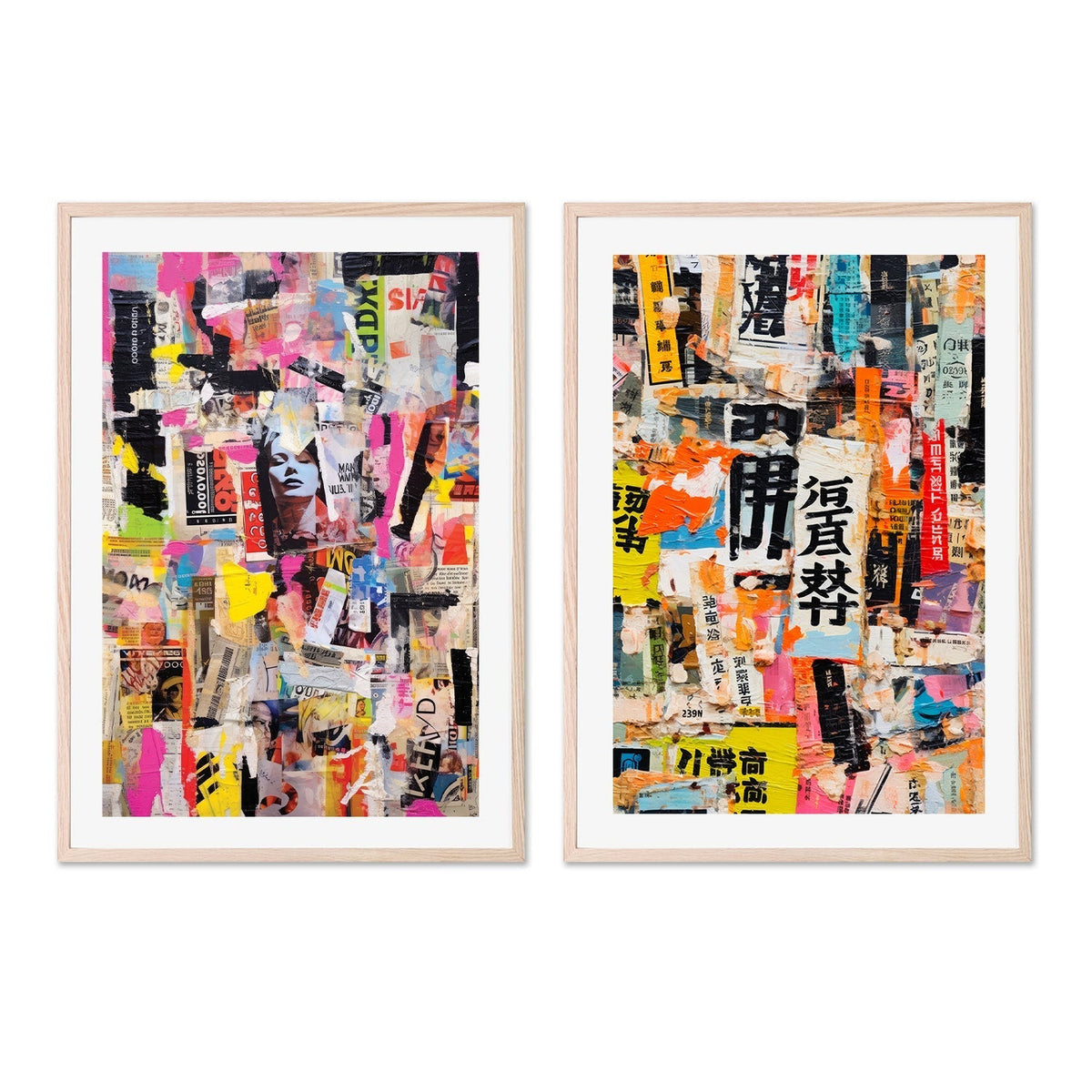 wall-art-print-canvas-poster-framed-Paper Snippets, Style A & D, Set Of 2 , By Treechild-GIOIA-WALL-ART
