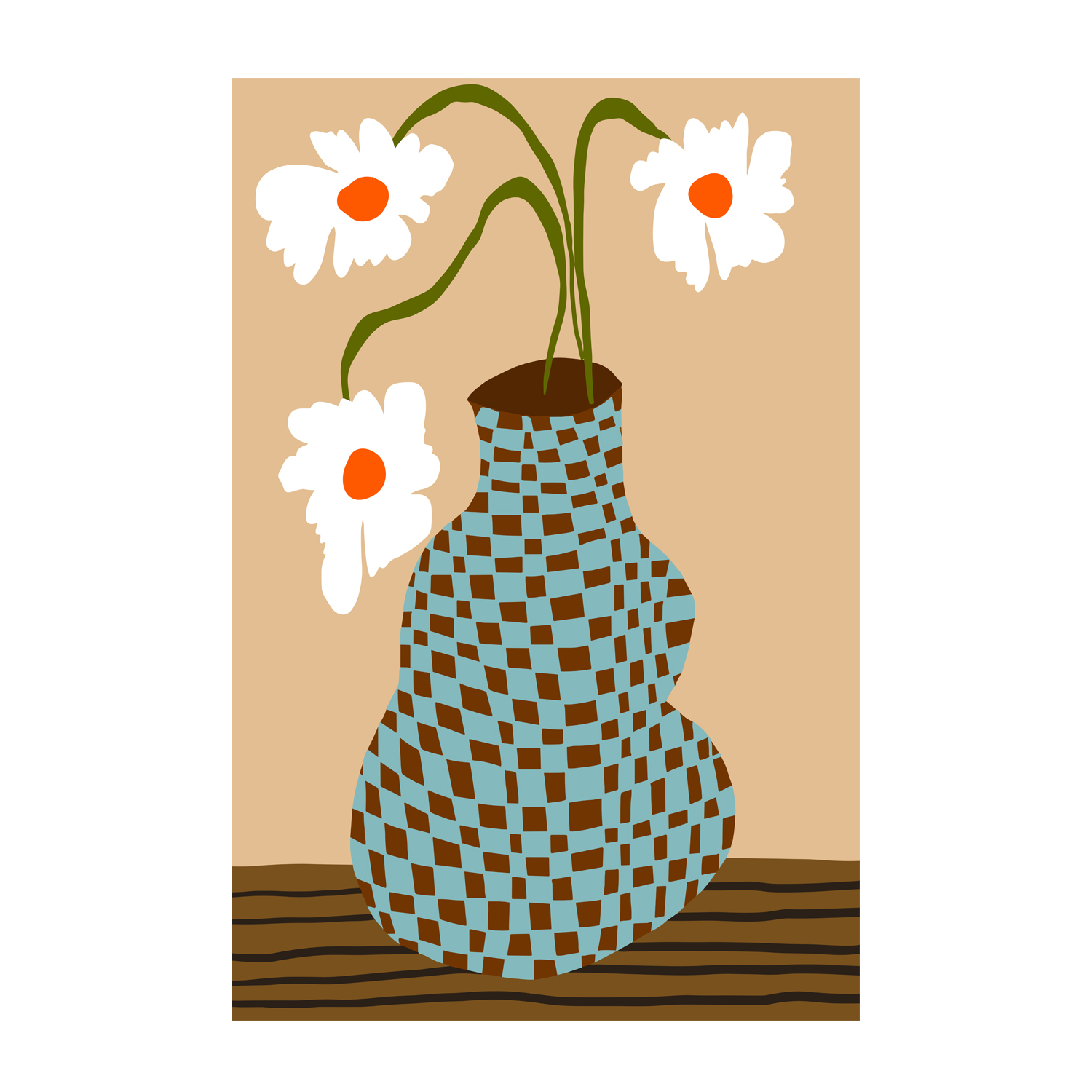 wall-art-print-canvas-poster-framed-Party Floral Pottery , By Miho Art Studio-1