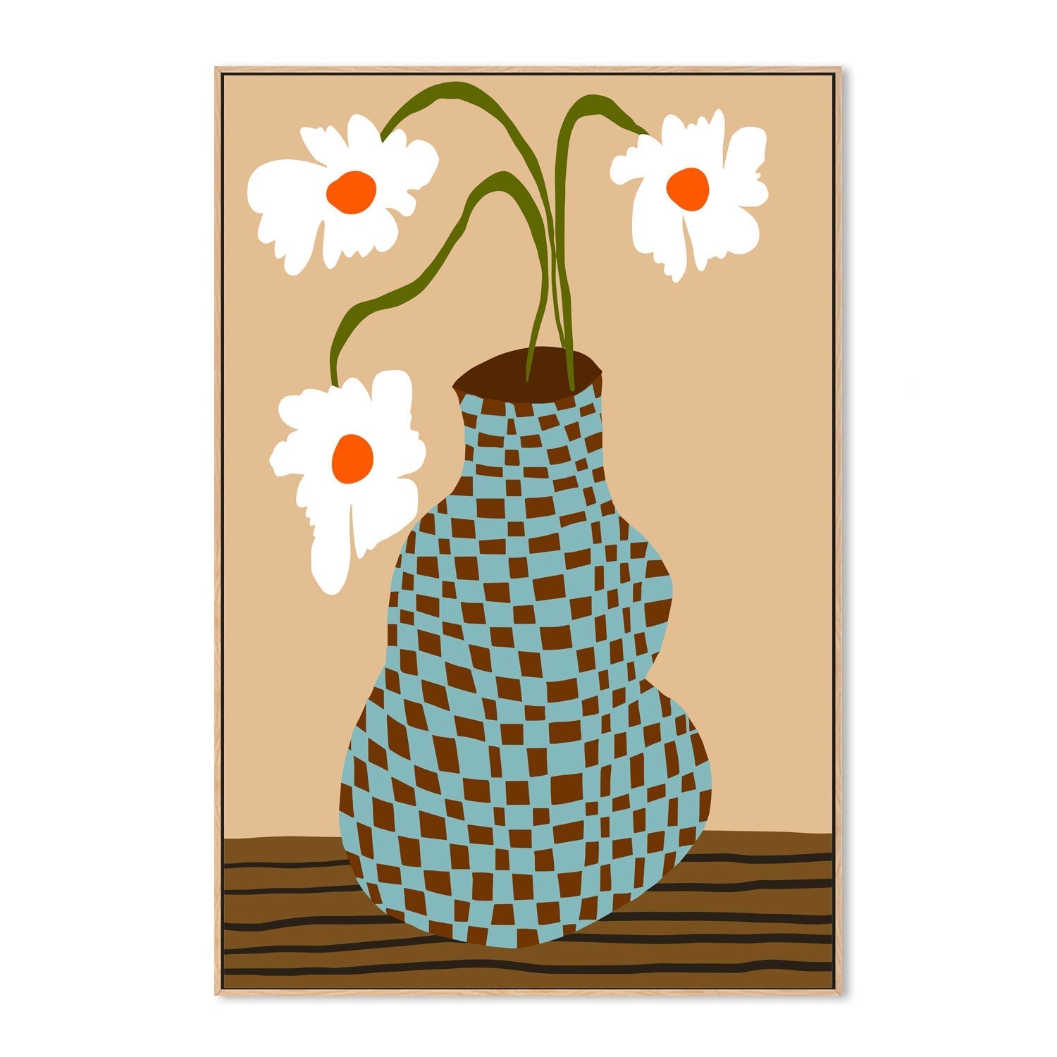 wall-art-print-canvas-poster-framed-Party Floral Pottery , By Miho Art Studio-4