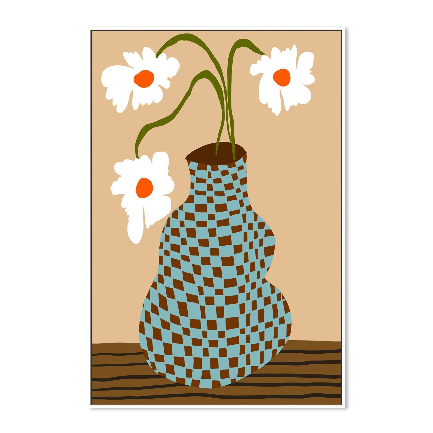 wall-art-print-canvas-poster-framed-Party Floral Pottery , By Miho Art Studio-5