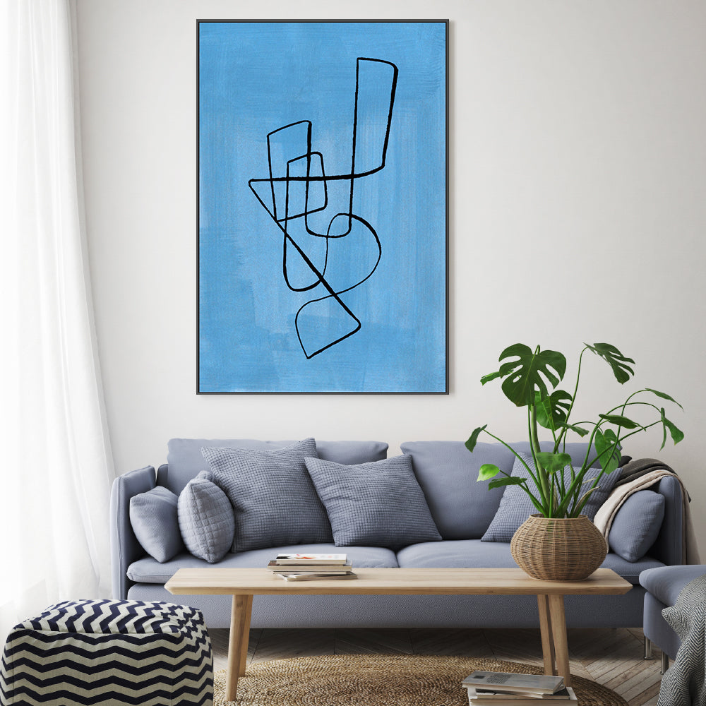 wall-art-print-canvas-poster-framed-Pastel Blue Circuit , By Ejaaz Haniff-GIOIA-WALL-ART