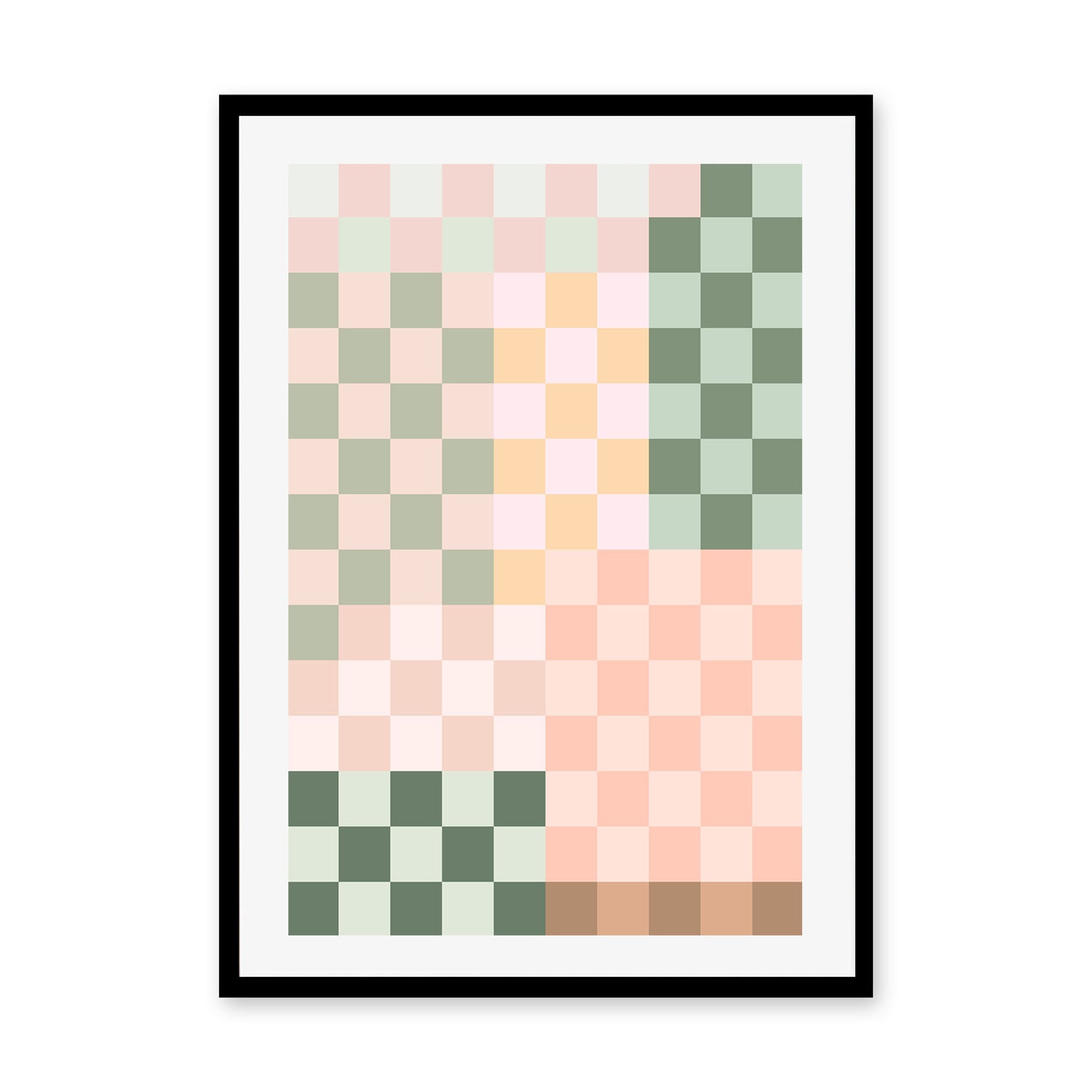 wall-art-print-canvas-poster-framed-Pastel Checkered Pattern , By Elena Ristova-GIOIA-WALL-ART