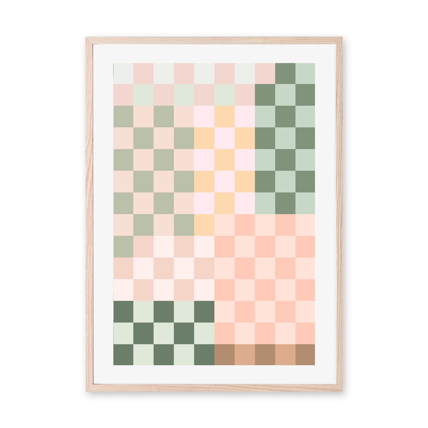 wall-art-print-canvas-poster-framed-Pastel Checkered Pattern , By Elena Ristova-GIOIA-WALL-ART