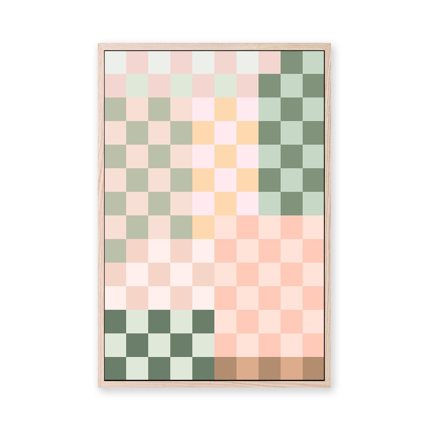 wall-art-print-canvas-poster-framed-Pastel Checkered Pattern , By Elena Ristova-GIOIA-WALL-ART