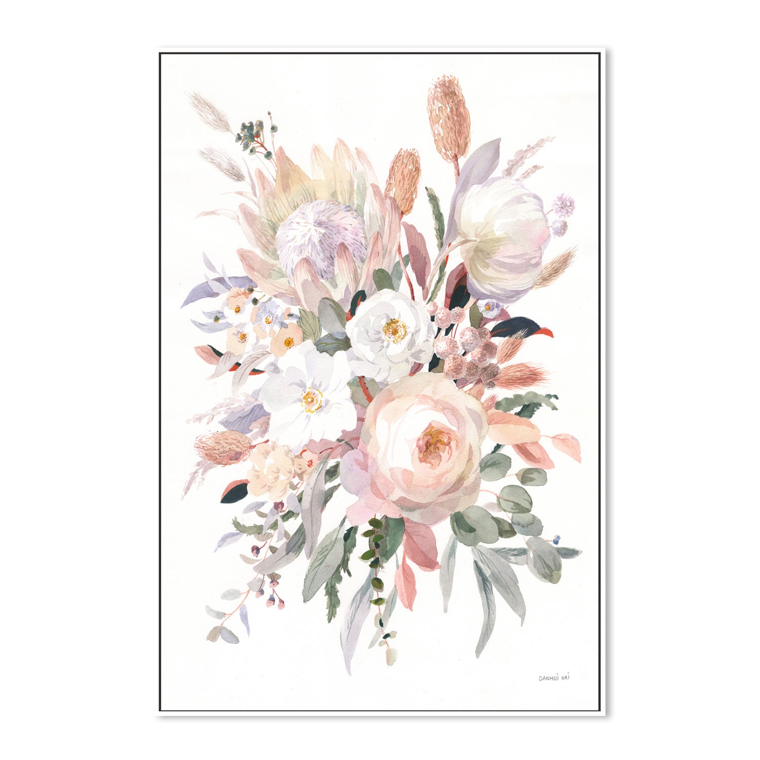 wall-art-print-canvas-poster-framed-Pastel Native Flowers , By Danhui Nai-GIOIA-WALL-ART