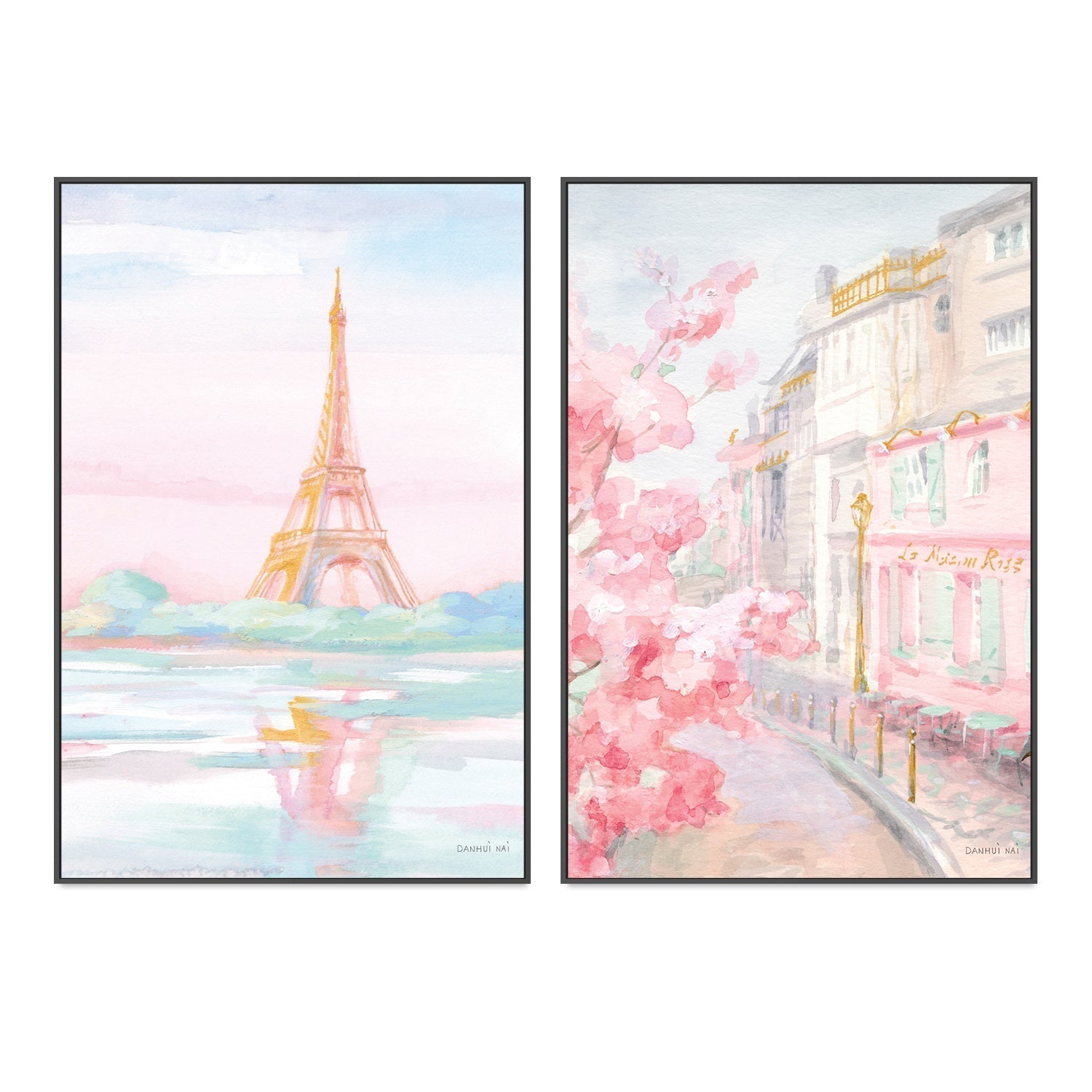 wall-art-print-canvas-poster-framed-Pastel Paris, Style B & E, Set of 2-by-Danhui Nai-Gioia Wall Art