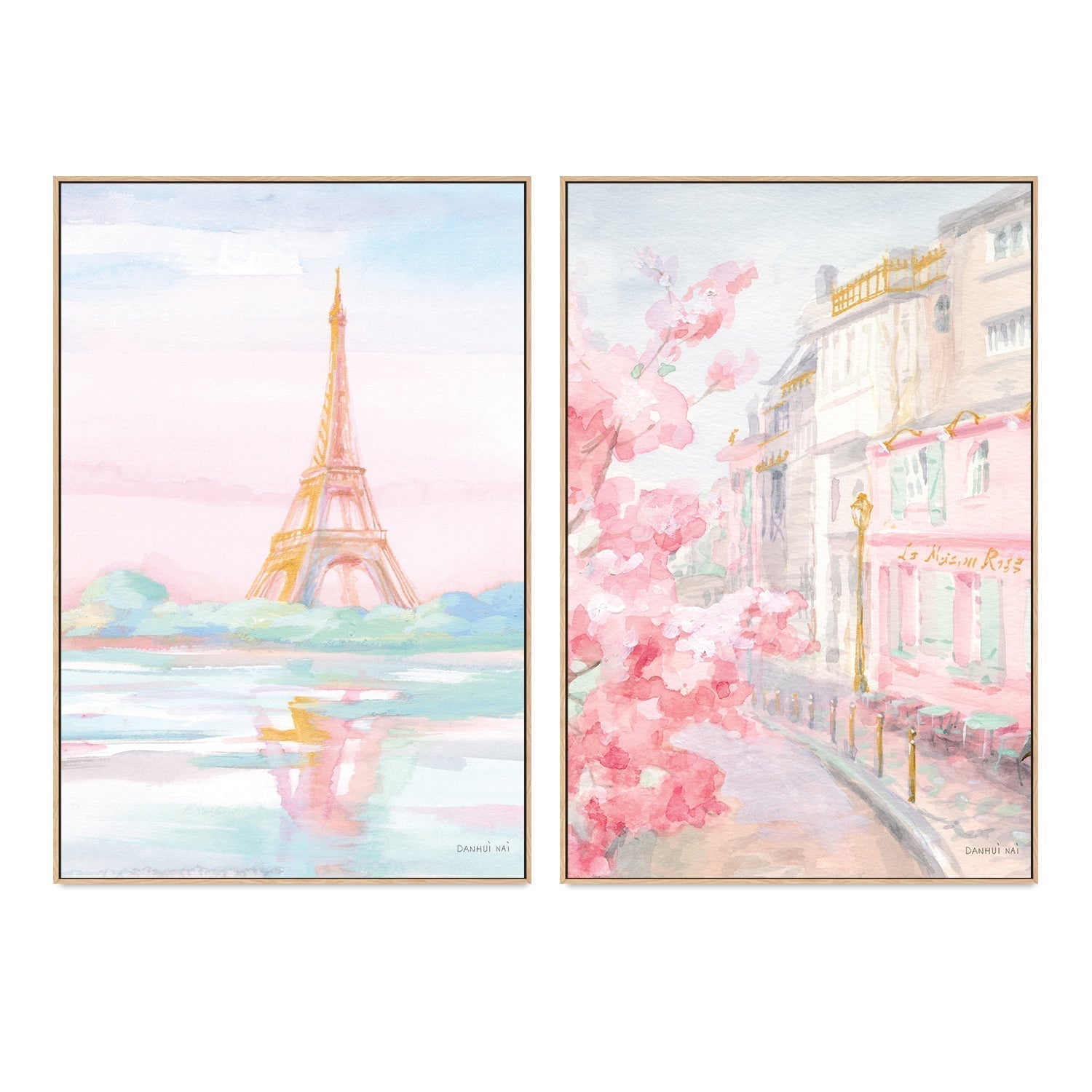 wall-art-print-canvas-poster-framed-Pastel Paris, Style B & E, Set of 2-by-Danhui Nai-Gioia Wall Art