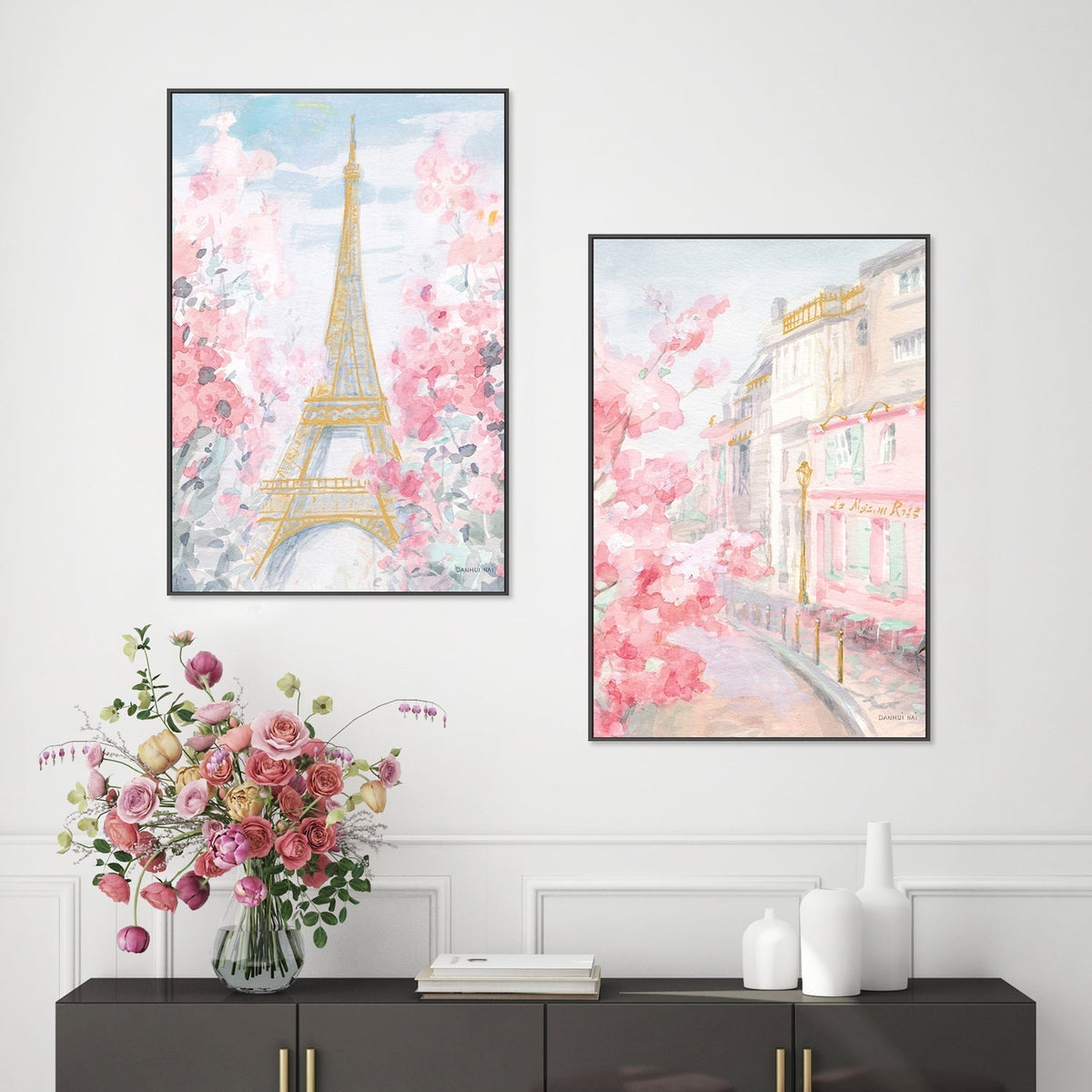 wall-art-print-canvas-poster-framed-Pastel-Paris, Style E & D, Set of 2-by-Danhui Nai-Gioia Wall Art