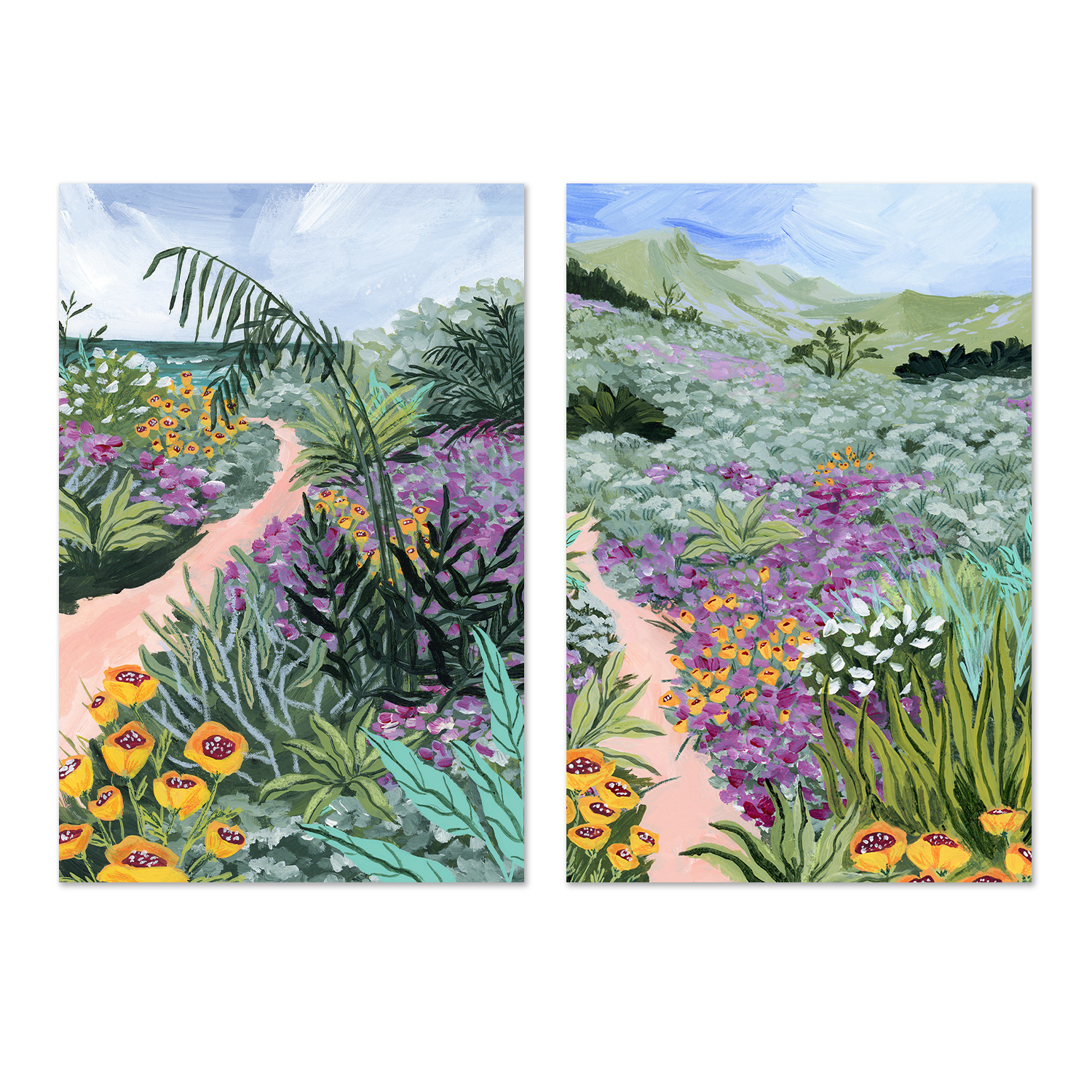 wall-art-print-canvas-poster-framed-Path to the Pacific, Set of 2-1