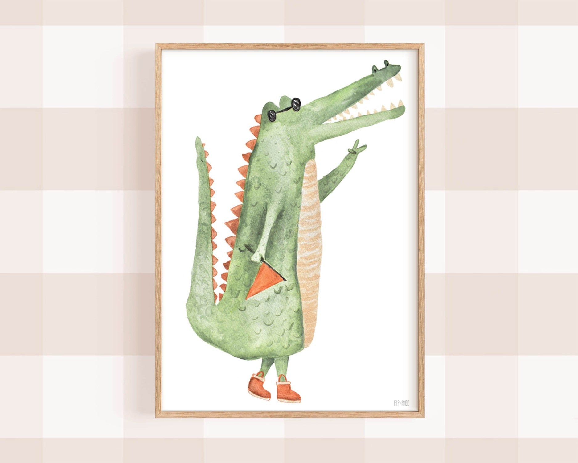 wall-art-print-canvas-poster-framed-Peace Dude Crocodile , By Pip and Phee-2
