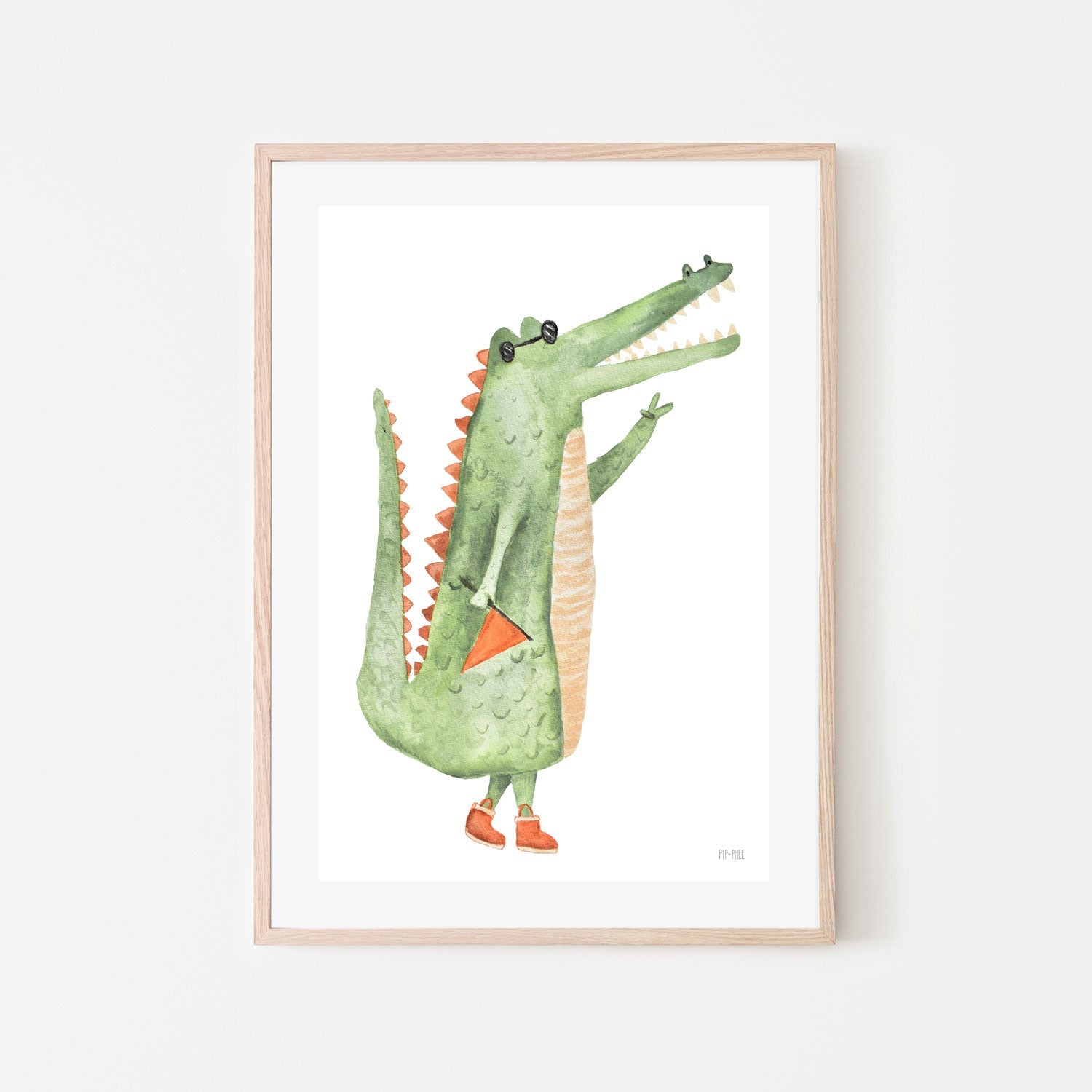 wall-art-print-canvas-poster-framed-Peace Dude Crocodile , By Pip and Phee-6