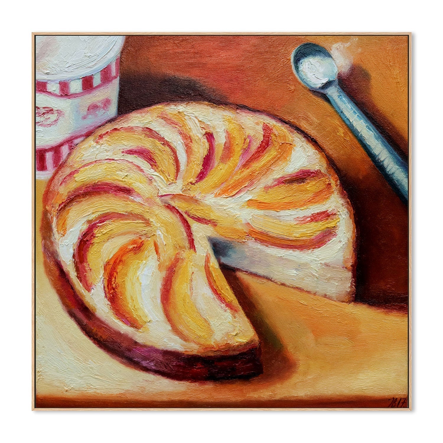 wall-art-print-canvas-poster-framed-Peach Cake And Ice Cream , By Ieva Baklane-GIOIA-WALL-ART