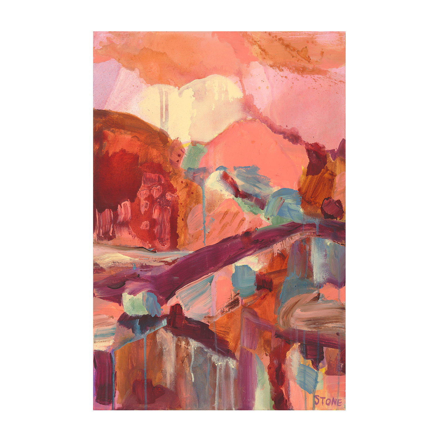 wall-art-print-canvas-poster-framed-Peach Plum Reverie , By Belinda Stone-GIOIA-WALL-ART