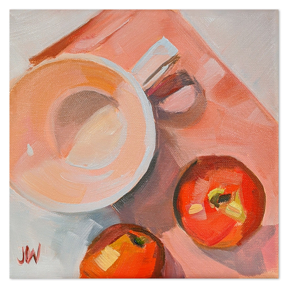 wall-art-print-canvas-poster-framed-Peach Tea Cup-by-Jenny Westenhofer Art-Gioia Wall Art