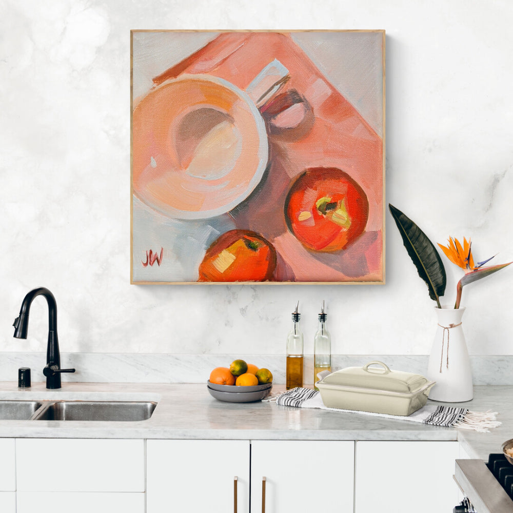 wall-art-print-canvas-poster-framed-Peach Tea Cup-by-Jenny Westenhofer Art-Gioia Wall Art