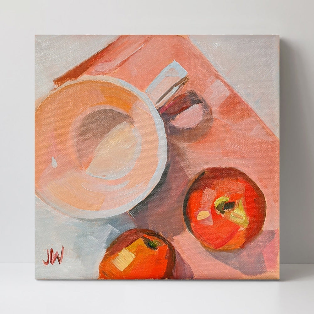 wall-art-print-canvas-poster-framed-Peach Tea Cup-by-Jenny Westenhofer Art-Gioia Wall Art