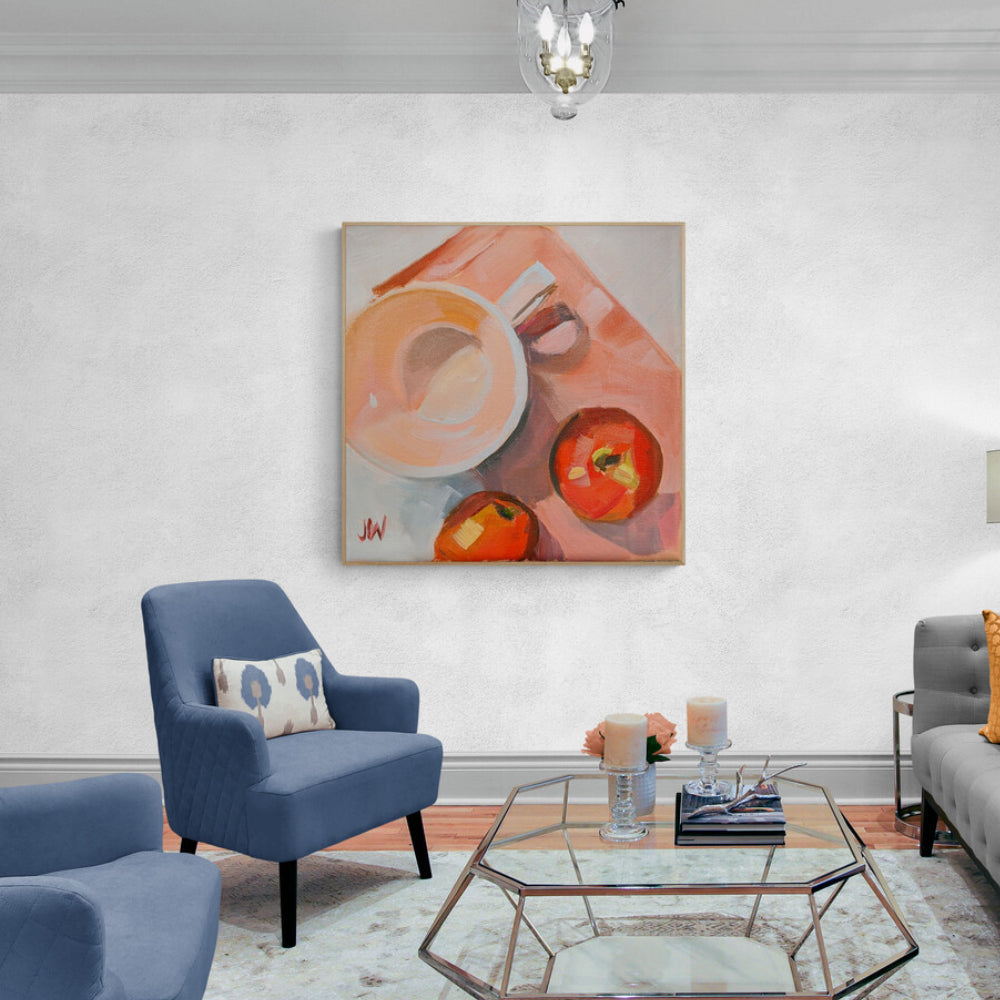 wall-art-print-canvas-poster-framed-Peach Tea Cup-by-Jenny Westenhofer Art-Gioia Wall Art