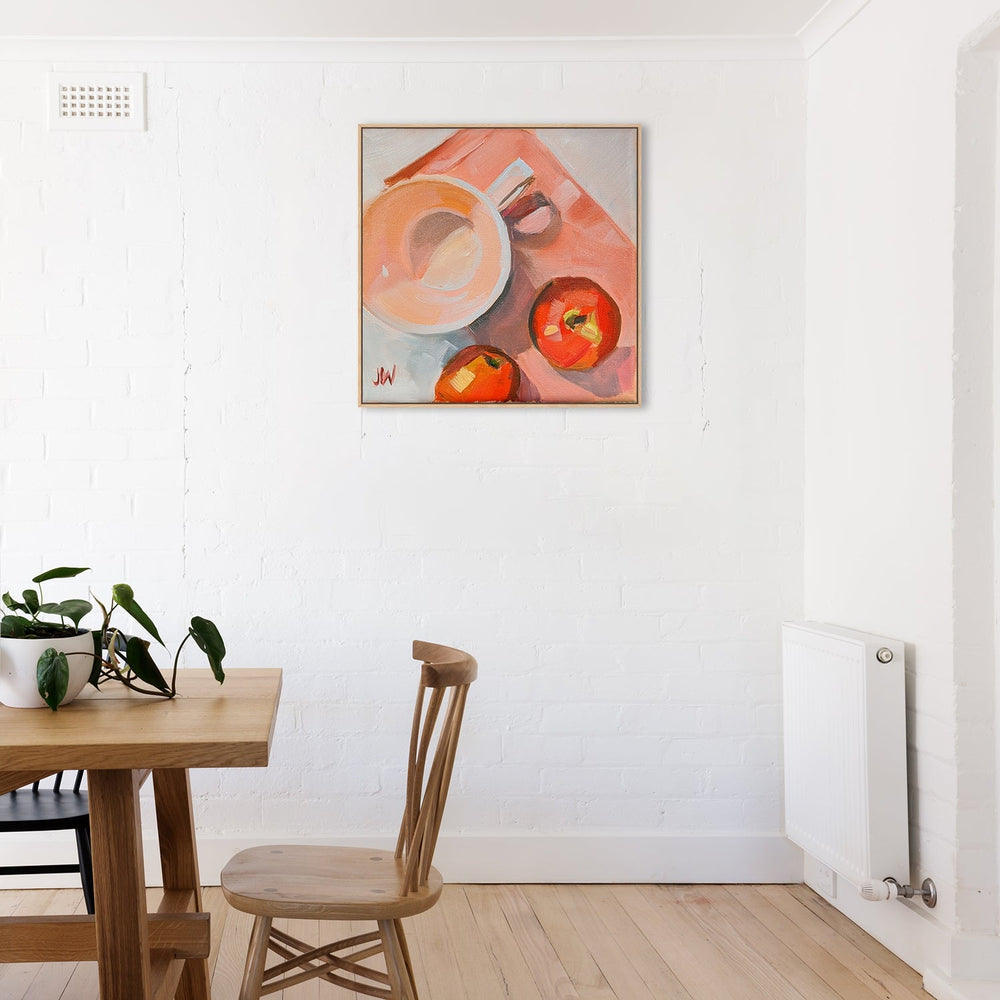 wall-art-print-canvas-poster-framed-Peach Tea Cup-by-Jenny Westenhofer Art-Gioia Wall Art