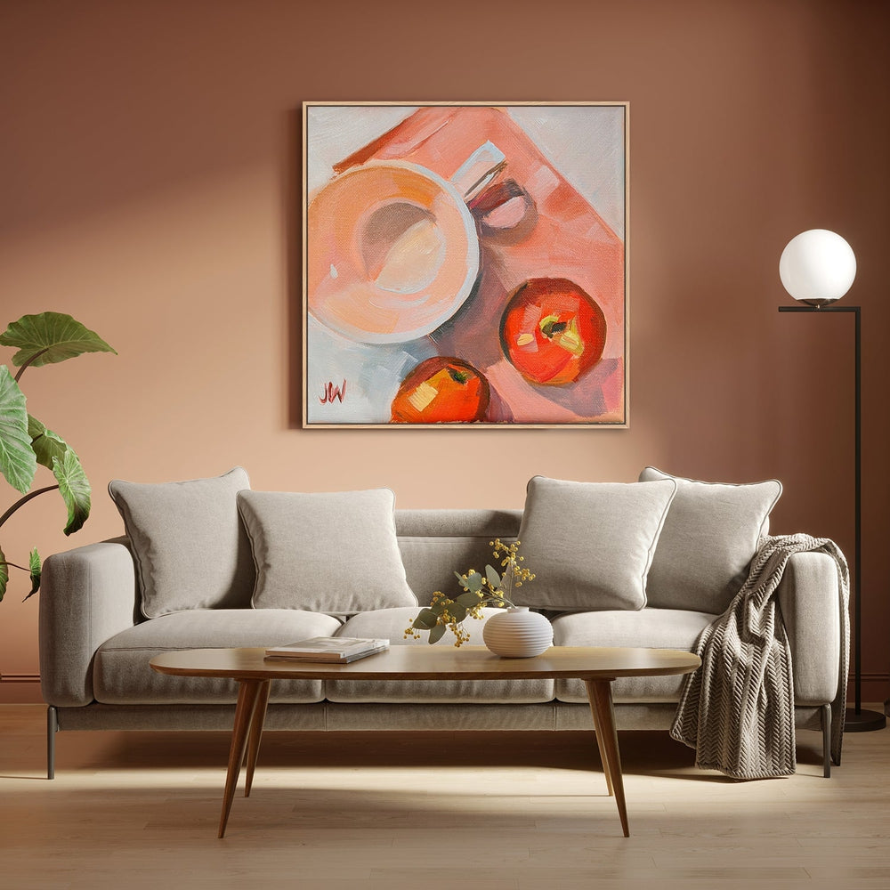 wall-art-print-canvas-poster-framed-Peach Tea Cup-by-Jenny Westenhofer Art-Gioia Wall Art