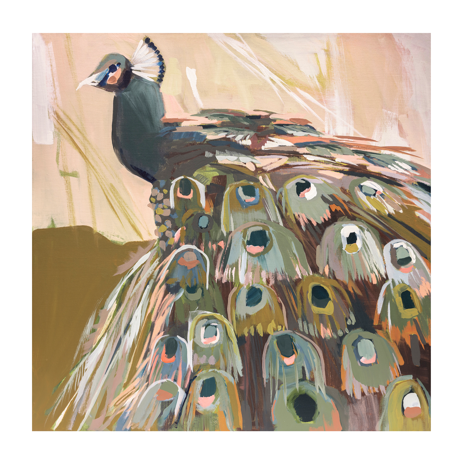 wall-art-print-canvas-poster-framed-Peacock Olive , By Jenny Westenhofer Art-1