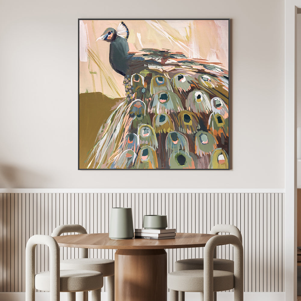 wall-art-print-canvas-poster-framed-Peacock Olive , By Jenny Westenhofer Art-2
