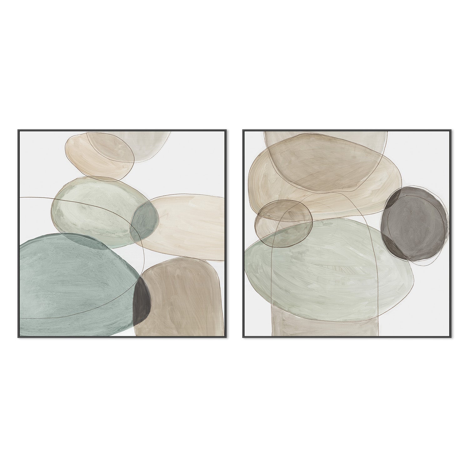 wall-art-print-canvas-poster-framed-Pebble Stones, Style A & B, Set Of 2 , By Tom Reeves-3