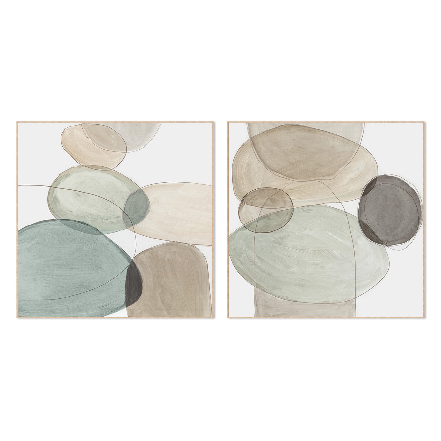 wall-art-print-canvas-poster-framed-Pebble Stones, Style A & B, Set Of 2 , By Tom Reeves-4