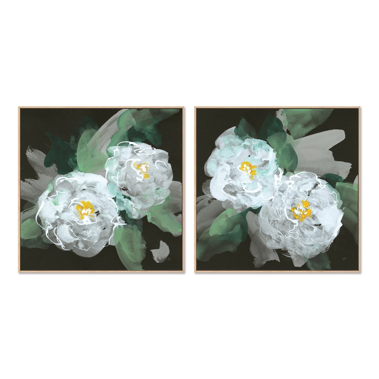 wall-art-print-canvas-poster-framed-Peonies On Black, Style A & B, Set Of 2 , By Chris Paschke-GIOIA-WALL-ART