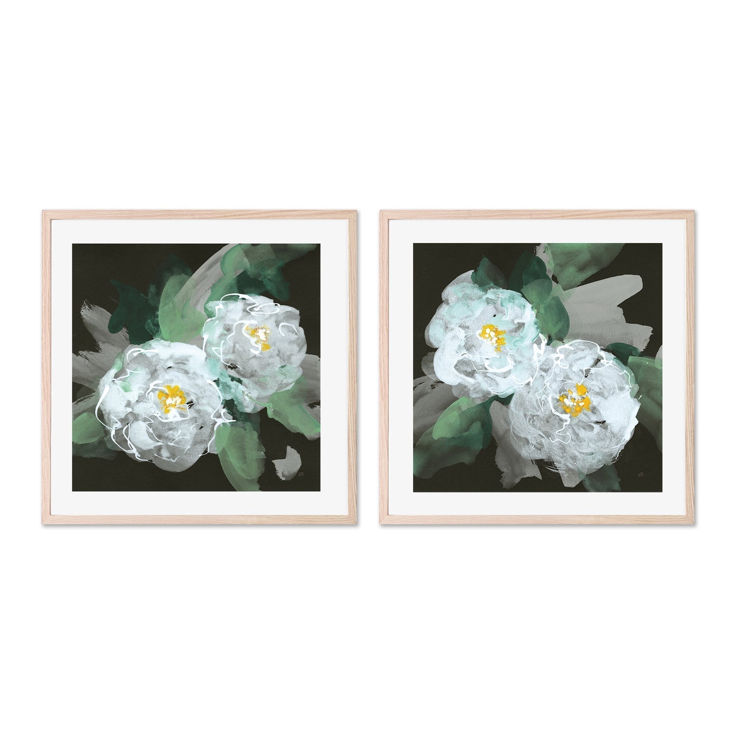 wall-art-print-canvas-poster-framed-Peonies On Black, Style A & B, Set Of 2 , By Chris Paschke-GIOIA-WALL-ART