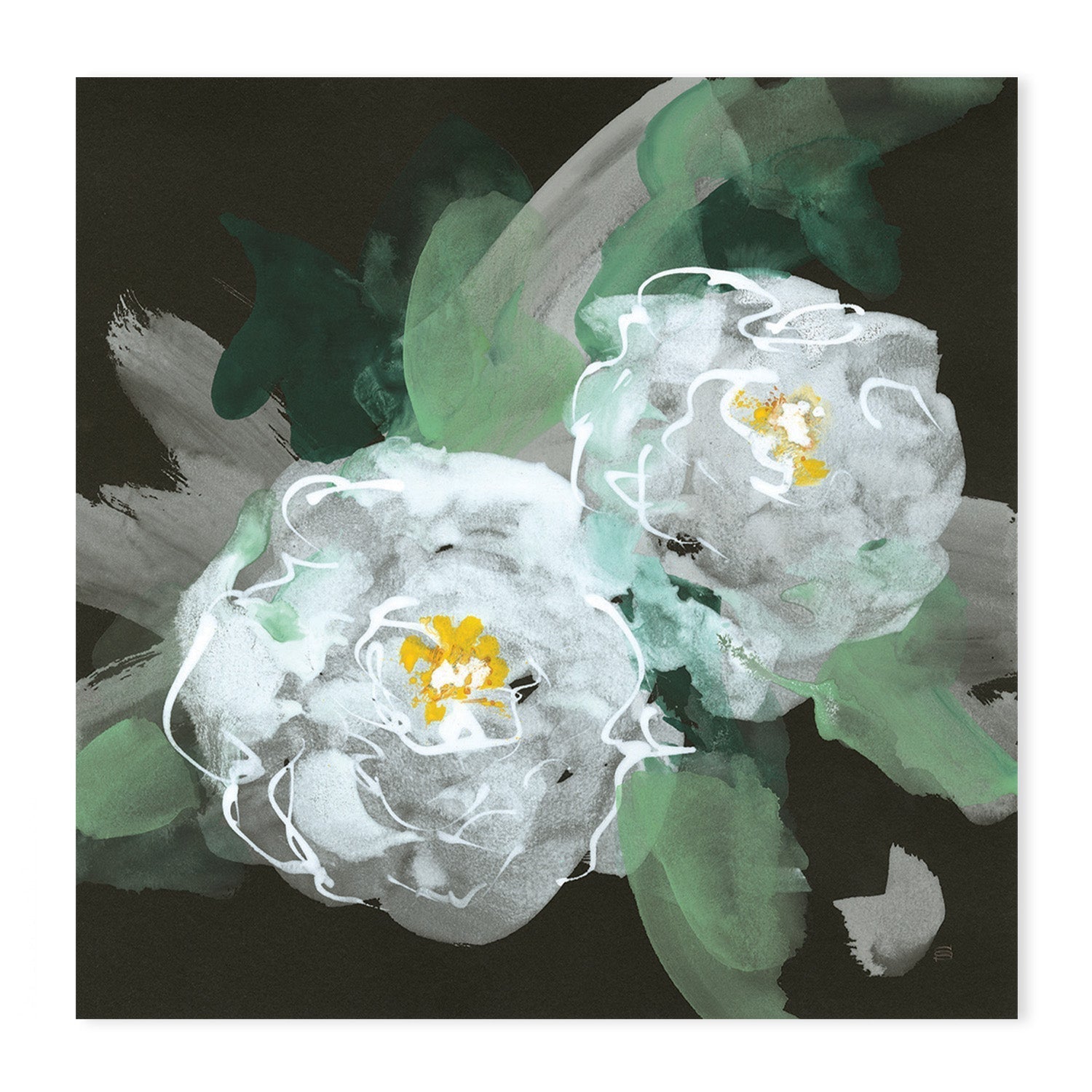wall-art-print-canvas-poster-framed-Peonies On Black, Style A & B, Set Of 2 , By Chris Paschke-GIOIA-WALL-ART