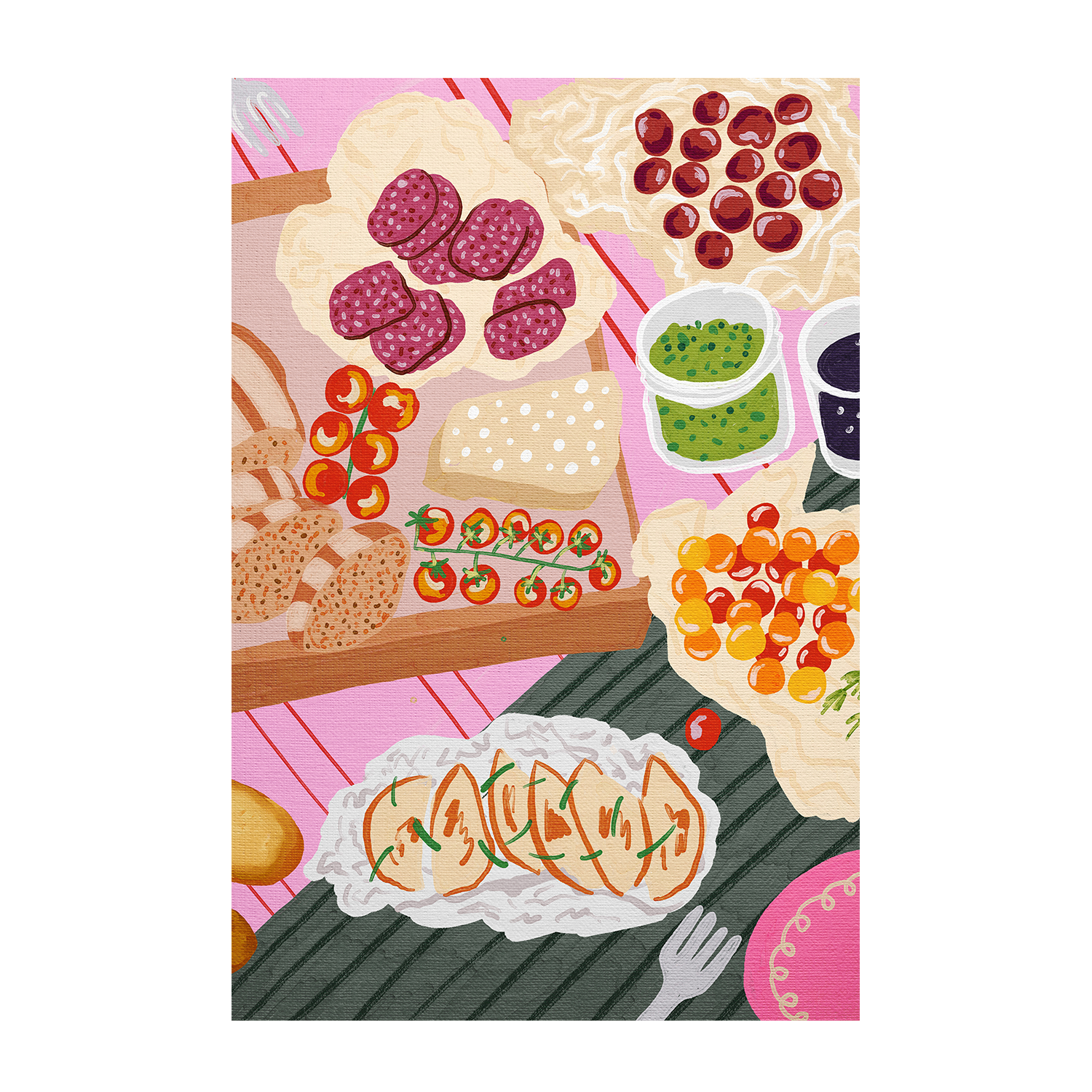 wall-art-print-canvas-poster-framed-Picnic Charcuterie Board , By Kartika Paramita-1