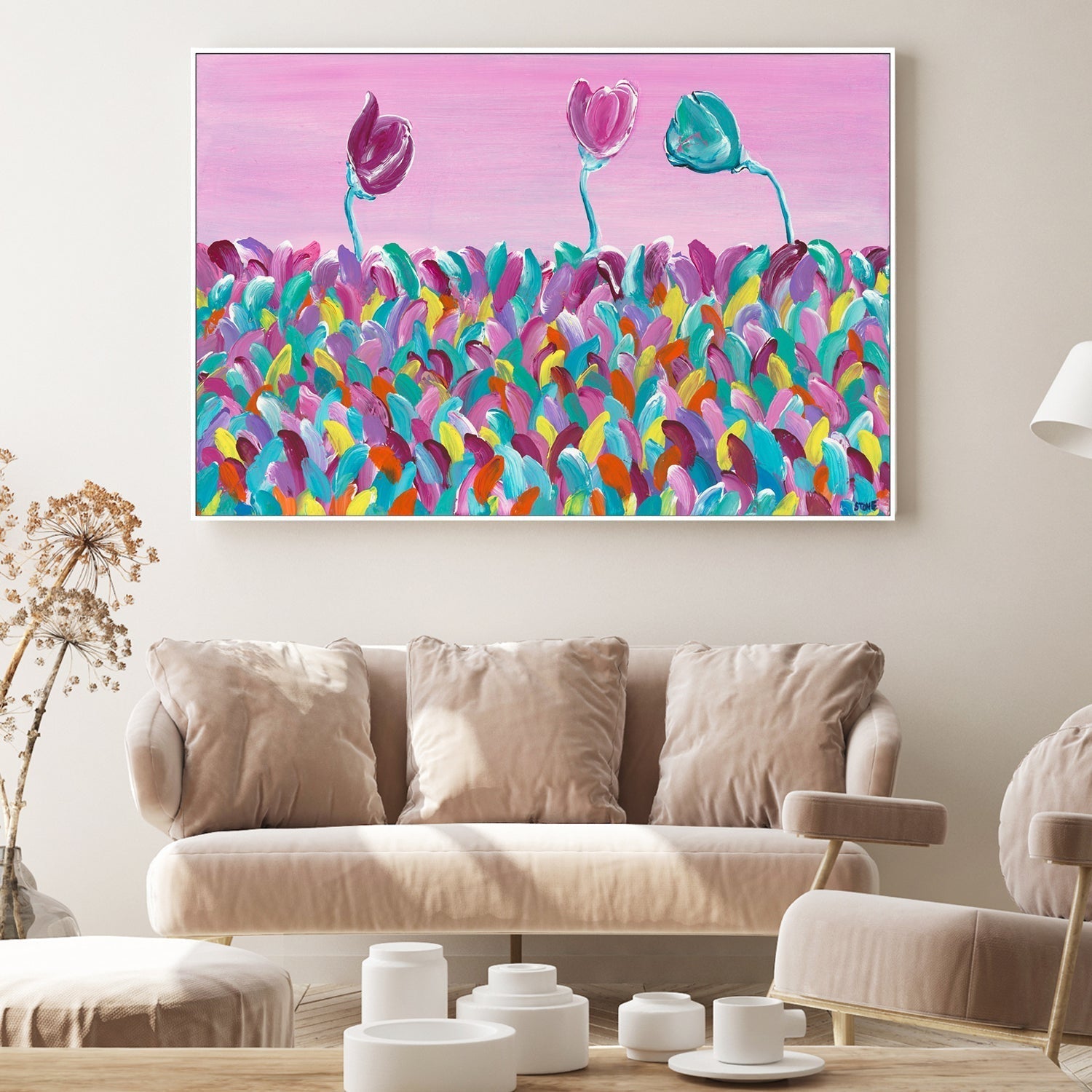 wall-art-print-canvas-poster-framed-Pinik Floral Serenade , By Belinda Stone-GIOIA-WALL-ART
