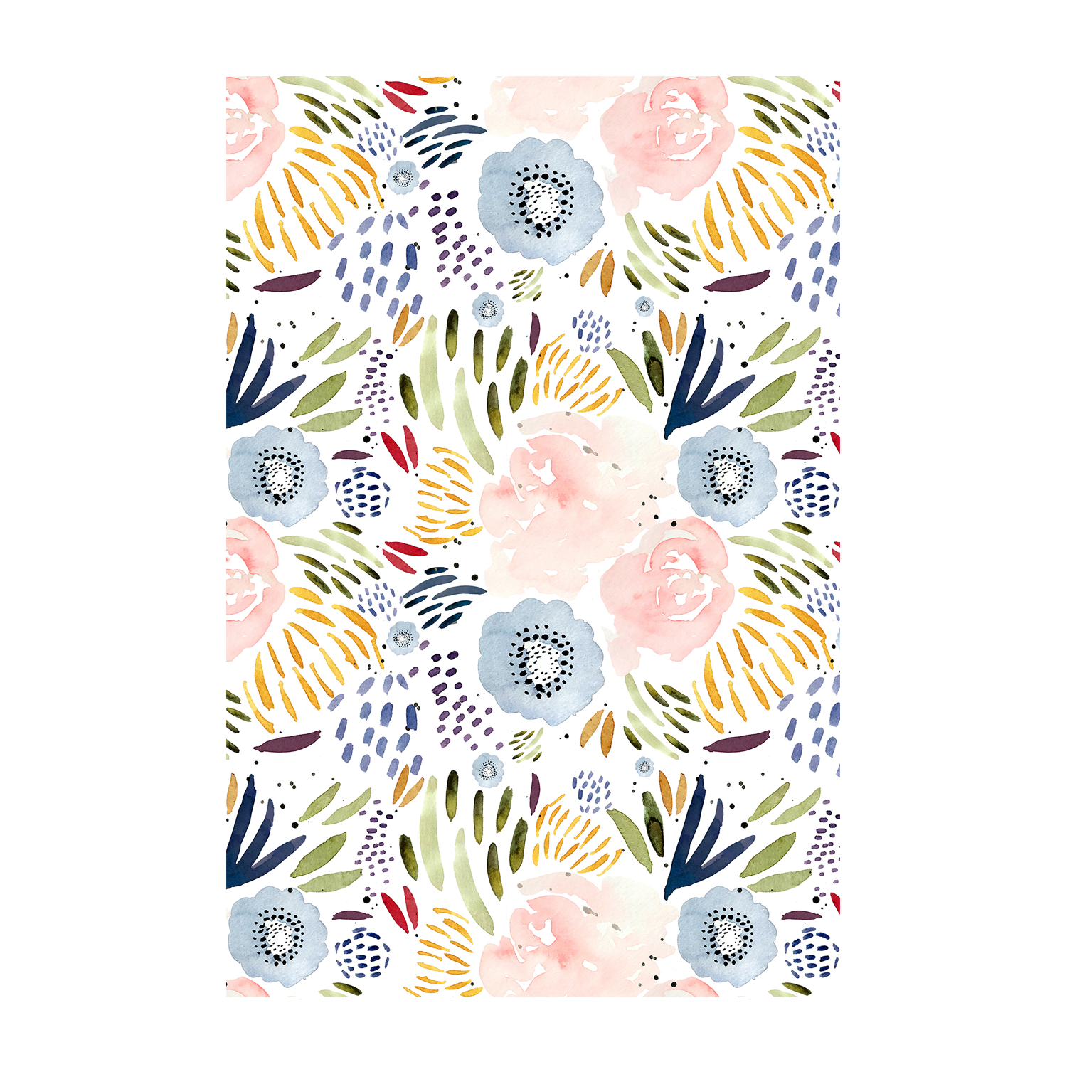 wall-art-print-canvas-poster-framed-Pink and Blue Florals , By Leah Straatsma-1