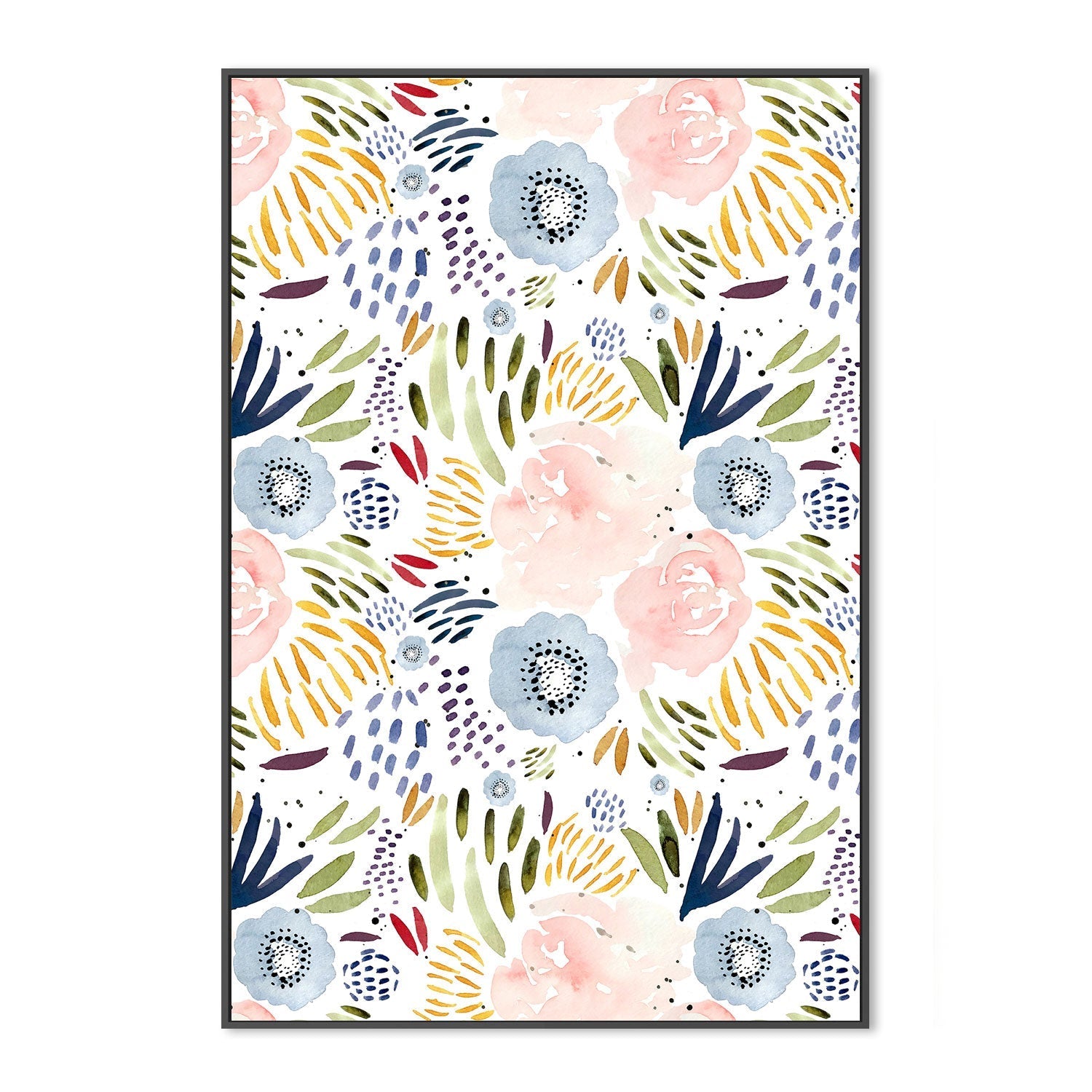 wall-art-print-canvas-poster-framed-Pink and Blue Florals , By Leah Straatsma-3