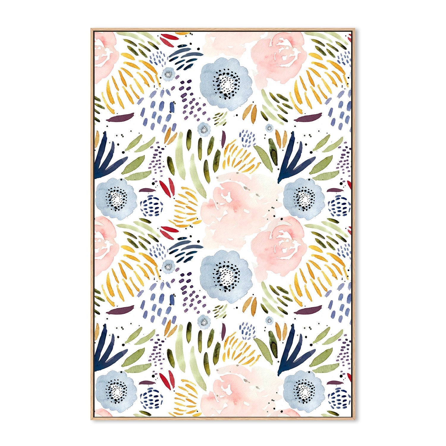 wall-art-print-canvas-poster-framed-Pink and Blue Florals , By Leah Straatsma-4