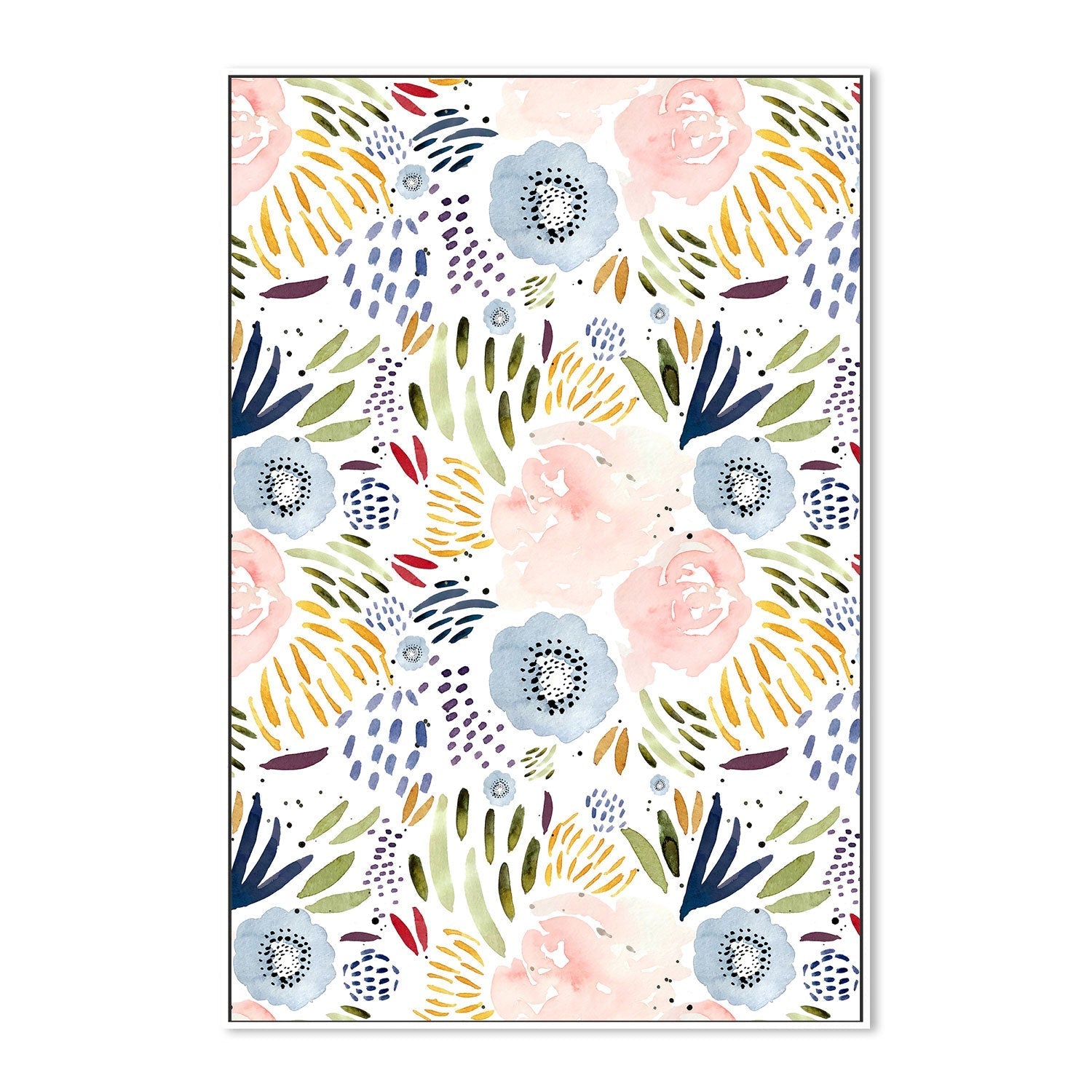 wall-art-print-canvas-poster-framed-Pink and Blue Florals , By Leah Straatsma-5