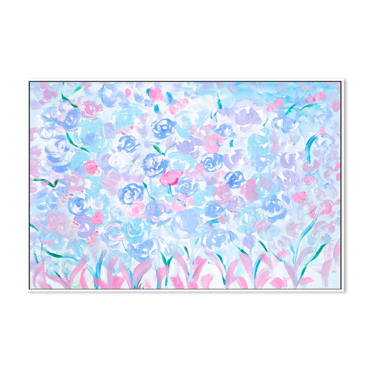 wall-art-print-canvas-poster-framed-Pink And Blue Pastel Flowers, Style A , By Nadar Musa-GIOIA-WALL-ART
